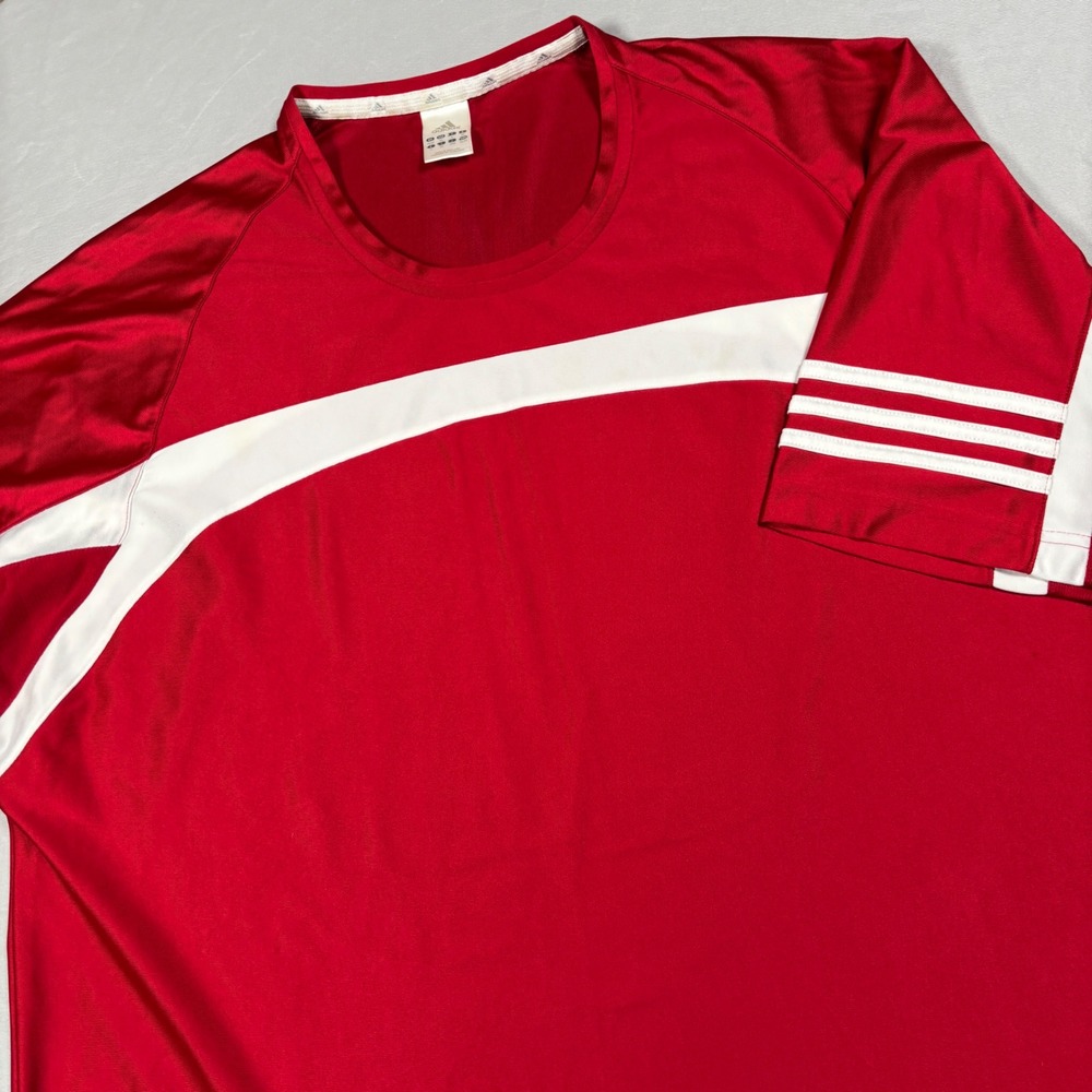 Adidas Soccer Jersey‎ Mens XL Red White Vintage 2003 3-Stripe Athletic Shirt